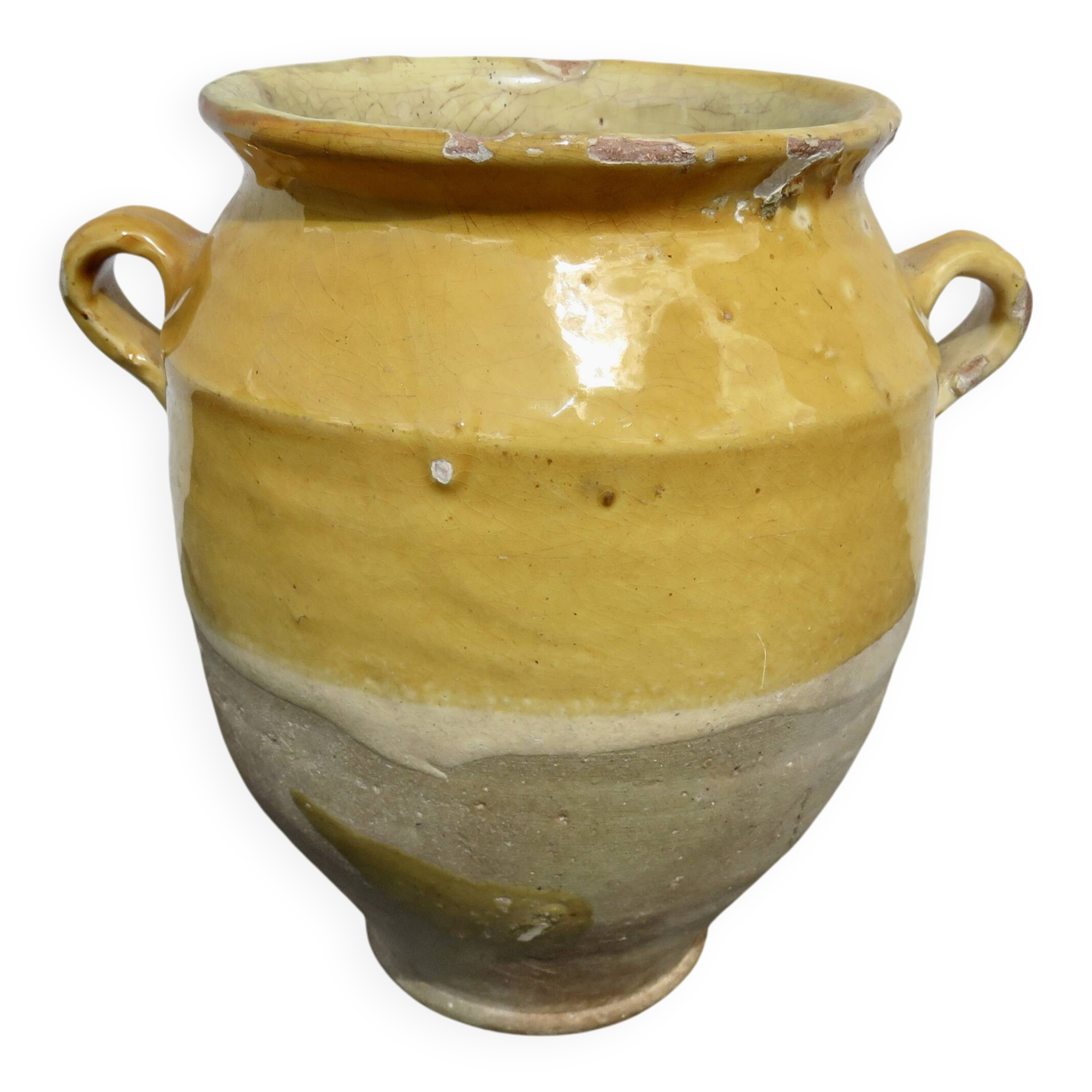 Glazed yellow terracotta jar, south-west of France.