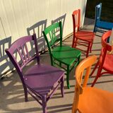 Set of 8 multi-colored bistro chairs