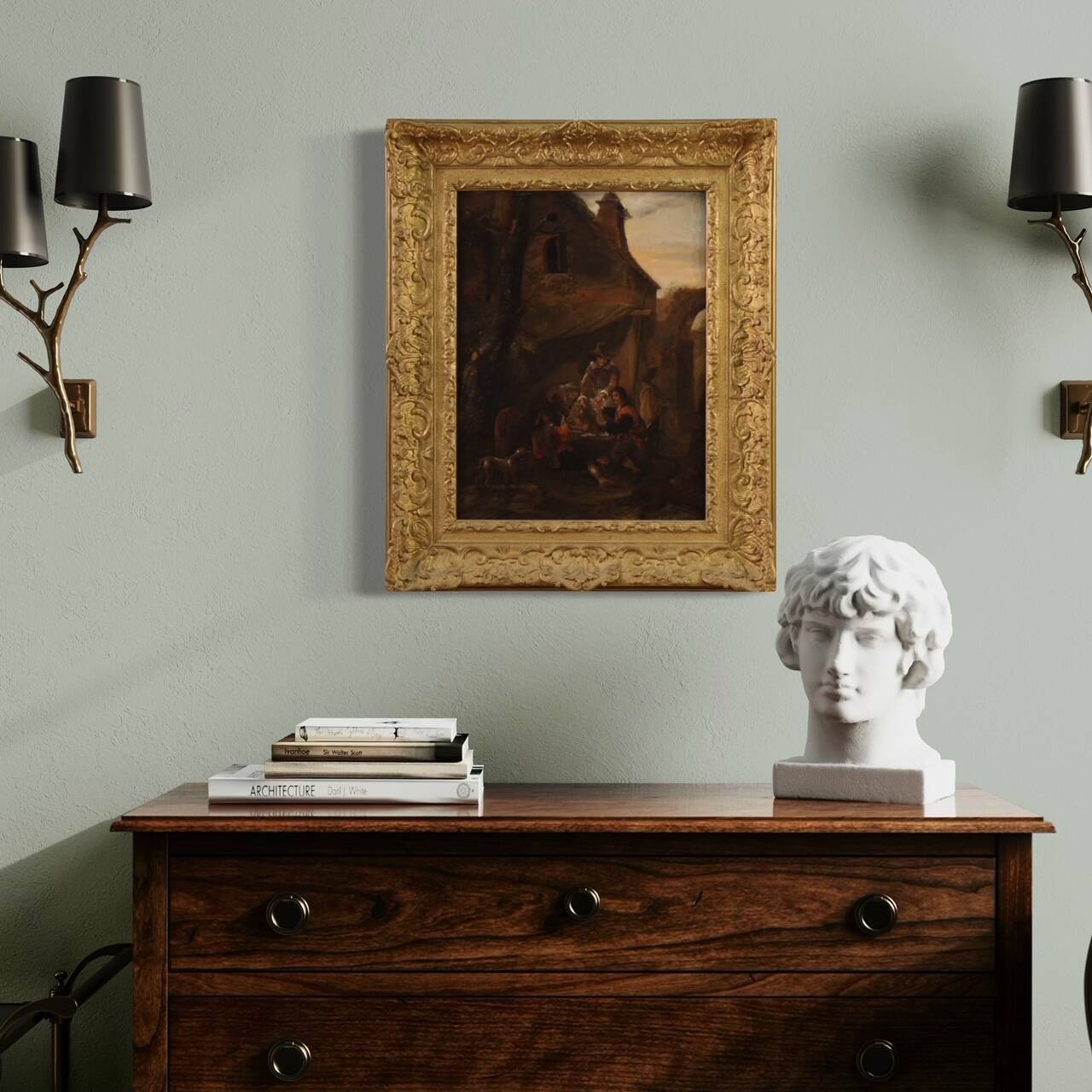 18th century Flemish painting on panel, card players