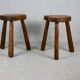 Pair of brutalist stools, France, circa 1960