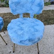 pair of Pelfran chairs blue faux fur - vintage