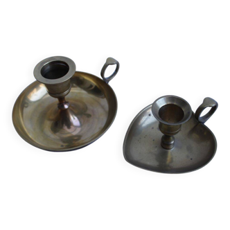 Set of 2 brass candle holders