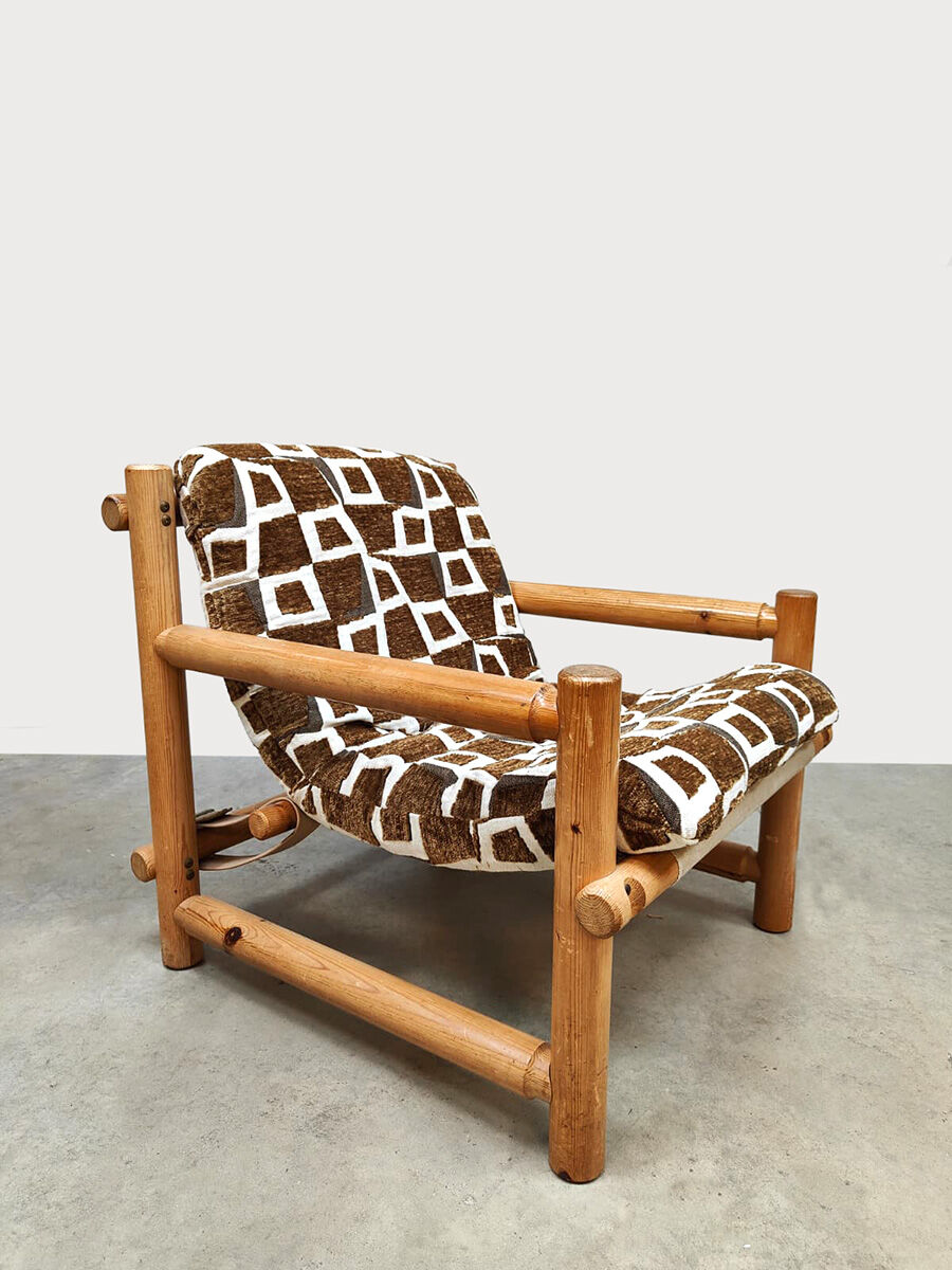 Scandinavian vintage pine lounge chair Hameen Kalustaja