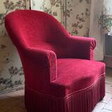 Fauteuil crapaud velours bordeaux
