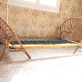 Vintage rattan basket bed