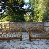 Rattan twin beds