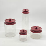 Set of 4 vintage tupperware cristal / bordeaux ,
