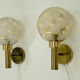 Pair of brass and glass wall lamps, Denmark, 1970s