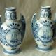 Pair of delft earthenware vases from holland with marine boat decor
