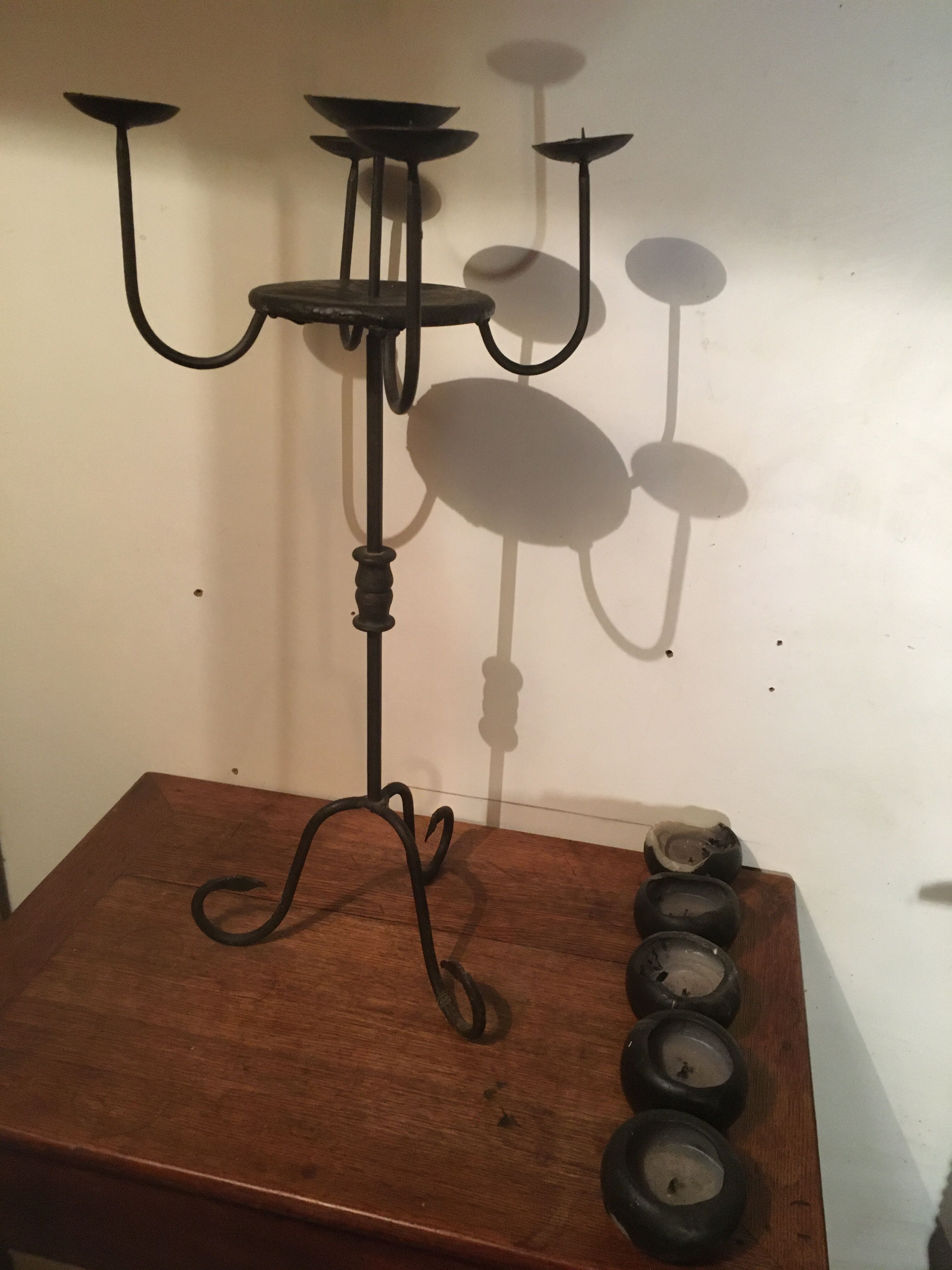 Chandelier 5 candles in wrought iron