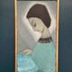 Original Swedish oil on canvas – "Lady" by Helge Holmlund – Signed – vintage and framed – 65 × 36.5 cm (25.6" × 14.4")