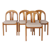 Lot de 4 chaises de salle à manger vintage par Lübke – Allemagne, années 1970 – Merisier et gris