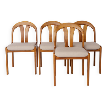 Set of 4 Vintage Dining Chairs by Lübke – Germany 1970s – Cherrywood & Grey