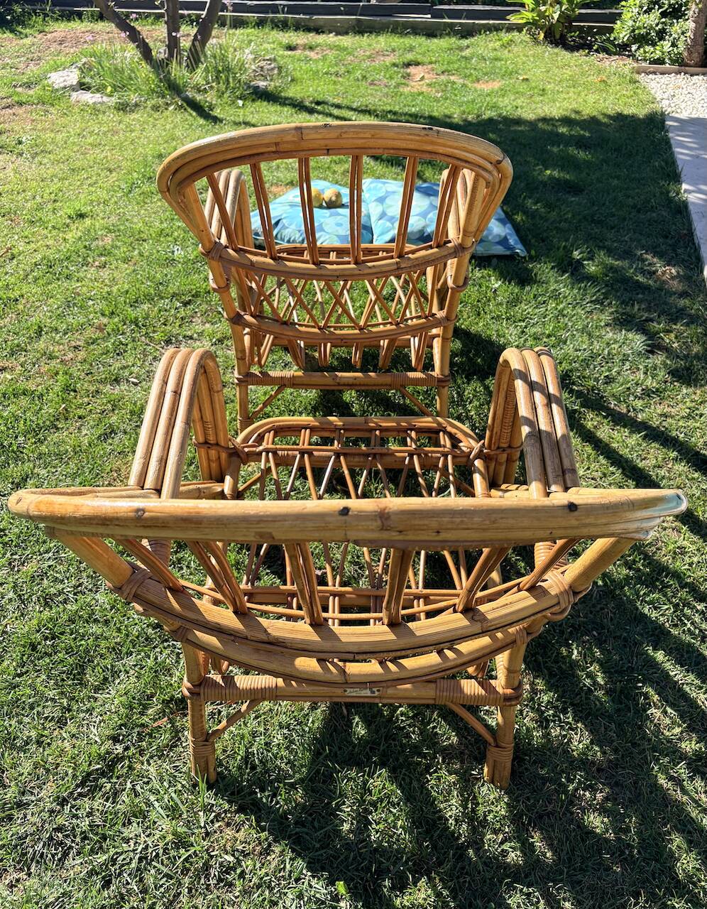 Pair of rattan armchairs "Audoux-Minnet" 1960