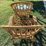 Pair of rattan armchairs "Audoux-Minnet" 1960