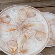 4 shellfish/fish plates 1960 barbotine Les ateliers du Revernay