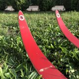 Vintage Esko Järvinen skis with shoes on bindings