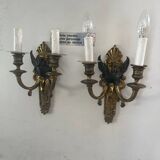 Paires d’appliques empires en bronze
