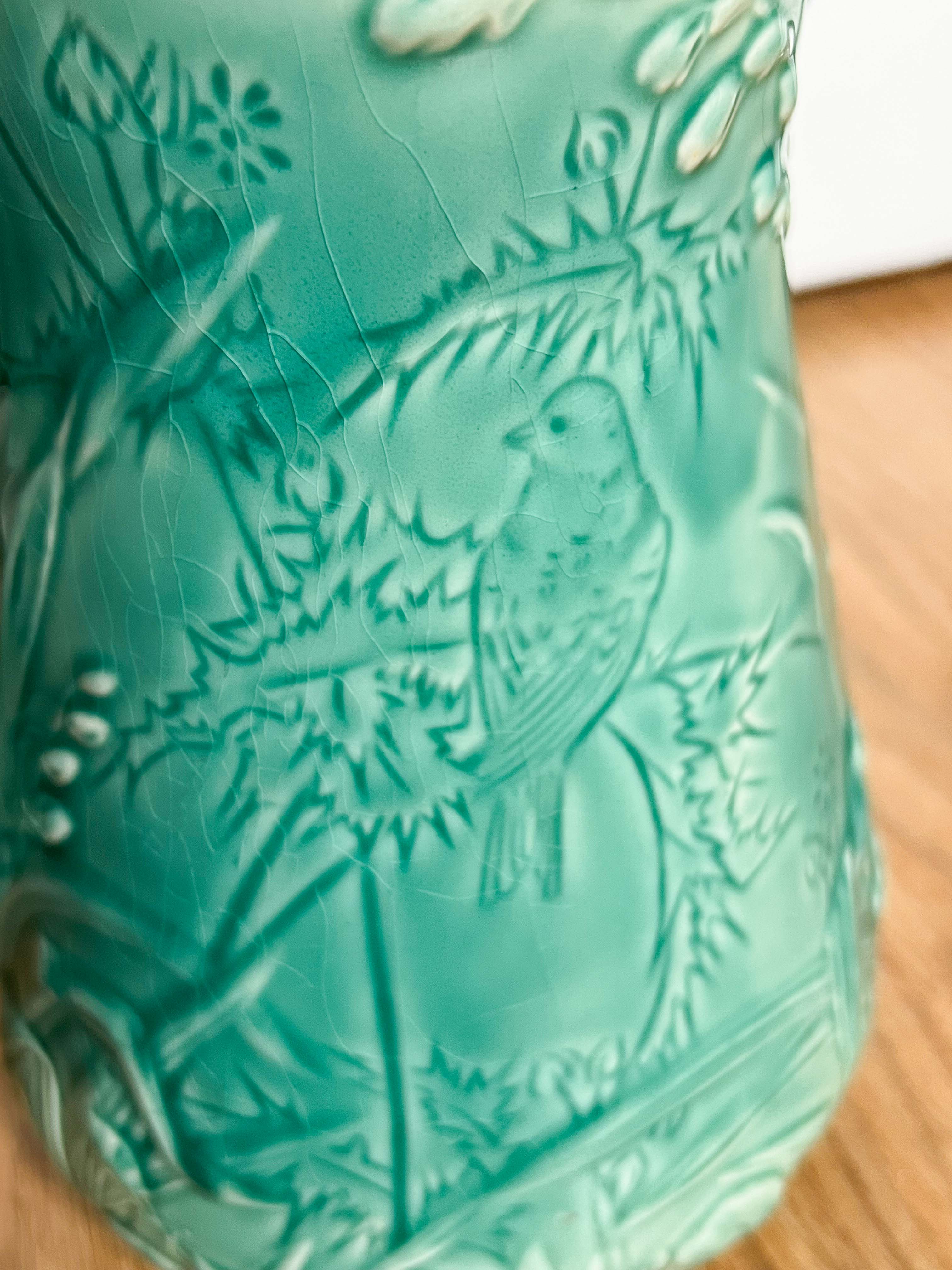 Decorative water decanter in painted ceramic