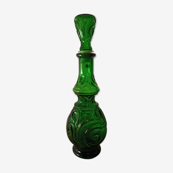 Green moulded glass carafe