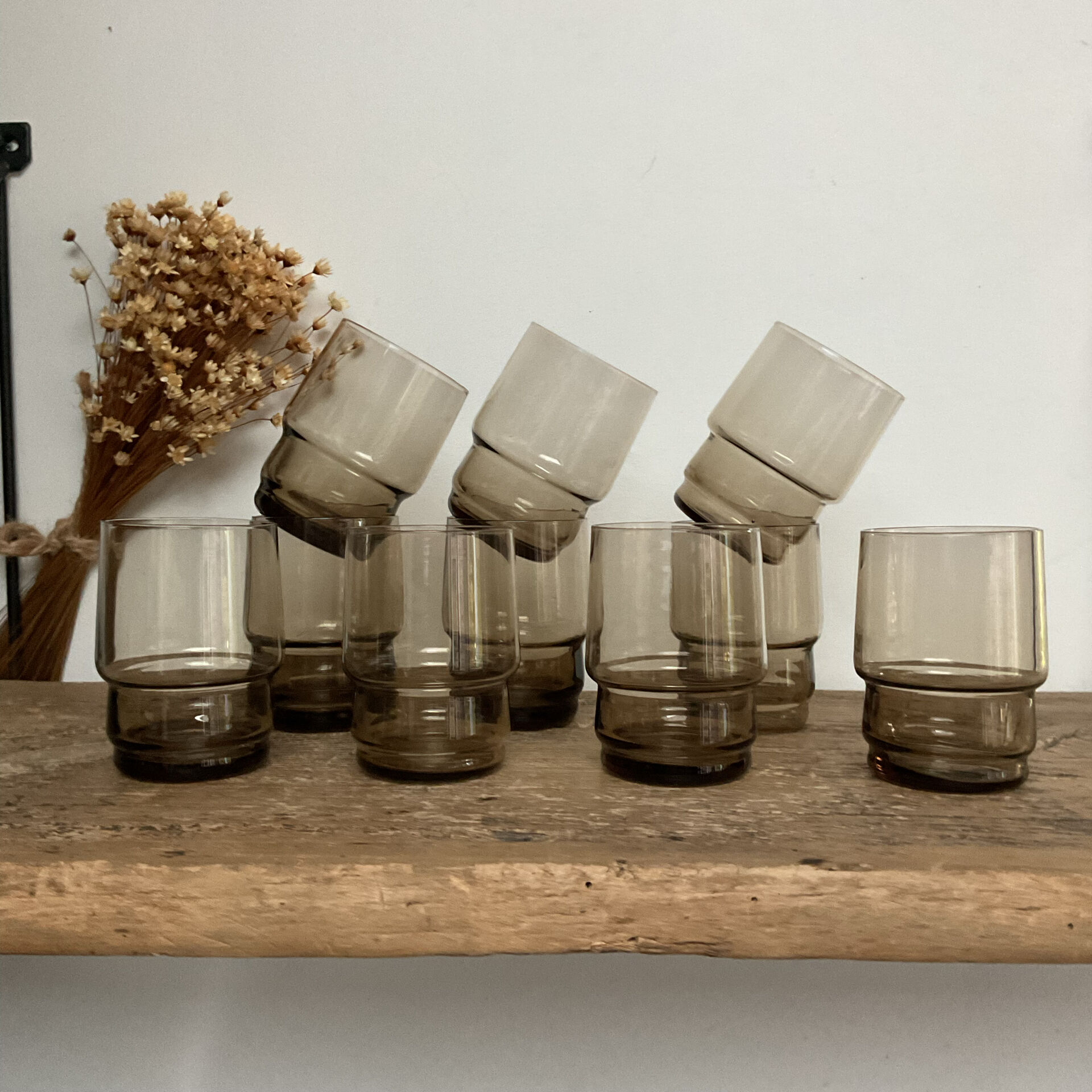 10 small vintage handmade glasses