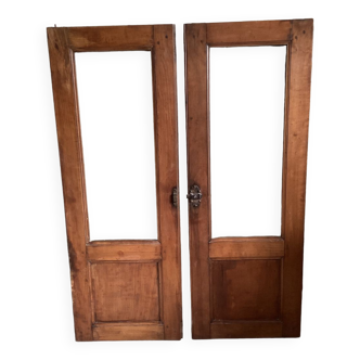 Pair of old glass cupboard doors
