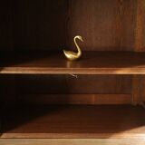 Curved display case in solid walnut, mid-20th century