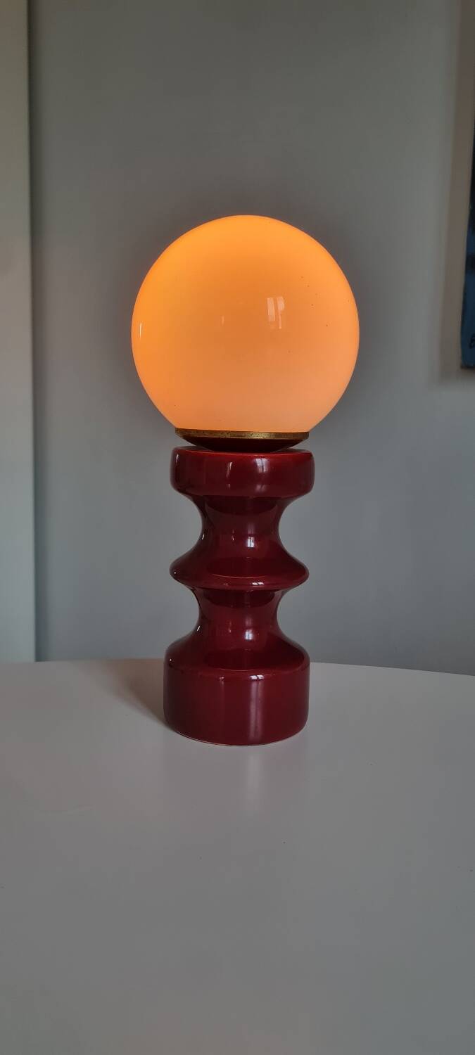 Ceramic and opaline table lamp