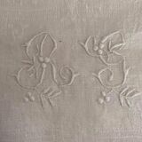 12 napkins in linen damask embroidered RG late 19th century.