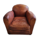 Patinated leather club armchair
