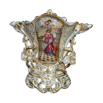 Imposing wedding vase porcelain Vieux Paris around 1830-1850 42x42 cm.