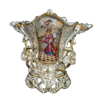 Vase de mariage porcelaine Vieux Paris vers 1830-1850 42x42 cm.