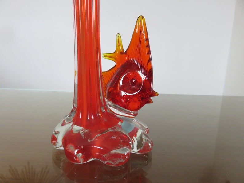 Soliflore murano "poisson" orange années 70
