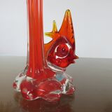 Soliflore murano "poisson" orange années 70