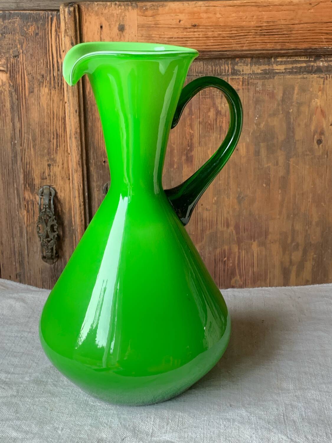 Empoli glass vase/carafe/ewer, 1960s