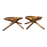 Set of 2 rattan stools