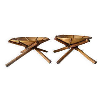 Set of 2 rattan stools