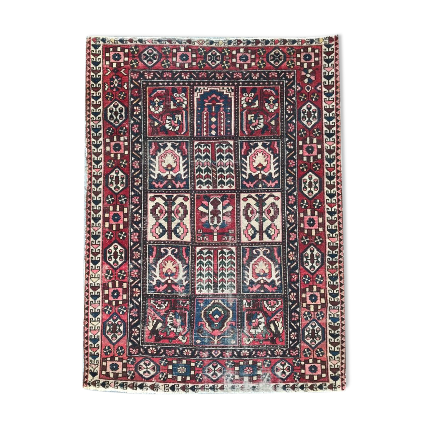 Carpet vintage Persian Bakhtiar made hand 144 x 198 cm