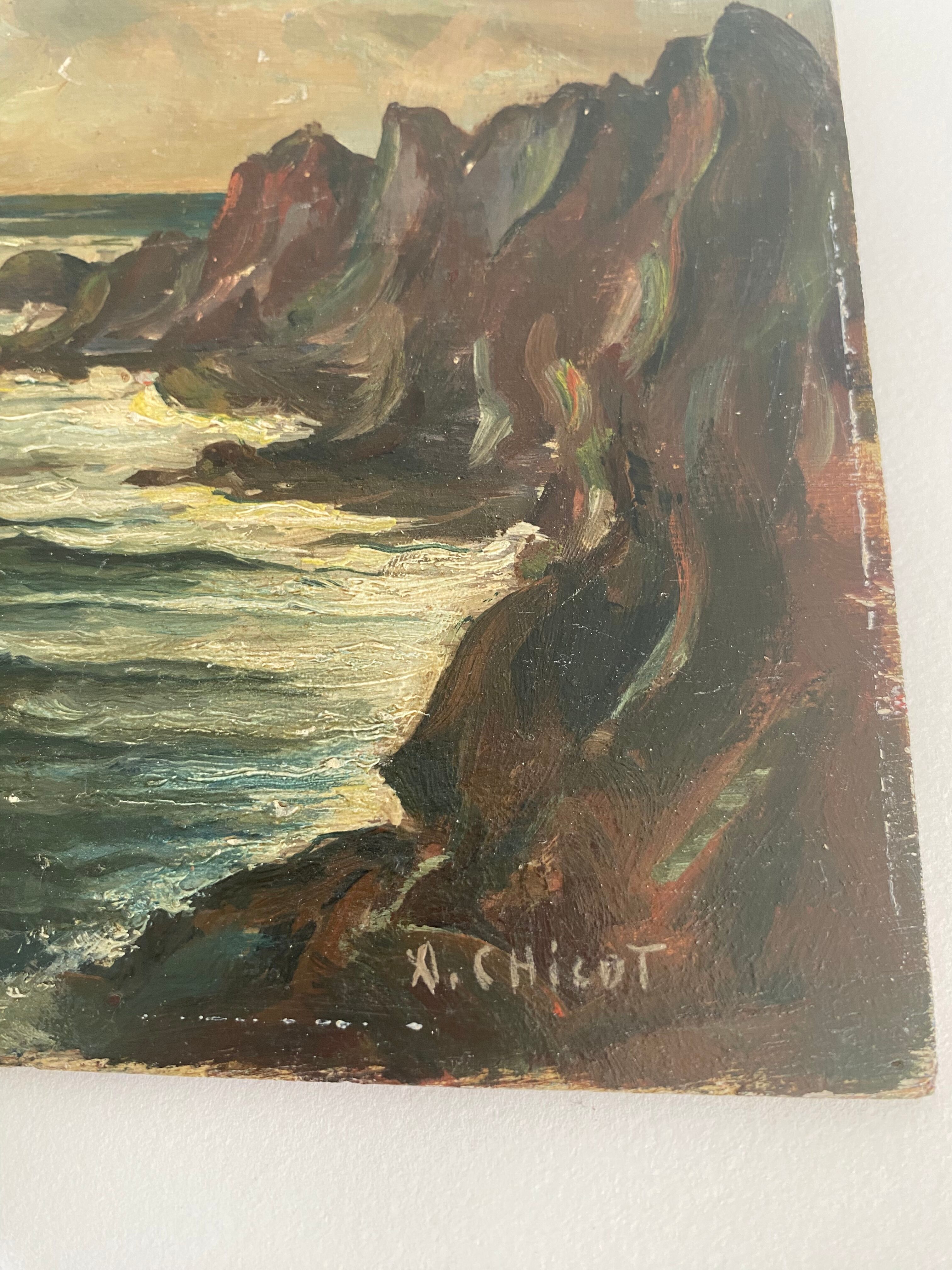 Huile sur bois signée