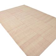 Tapis Kilim en jute et laine rose clair fait main
