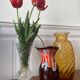 Vallauris vase in brown and orange fat lava