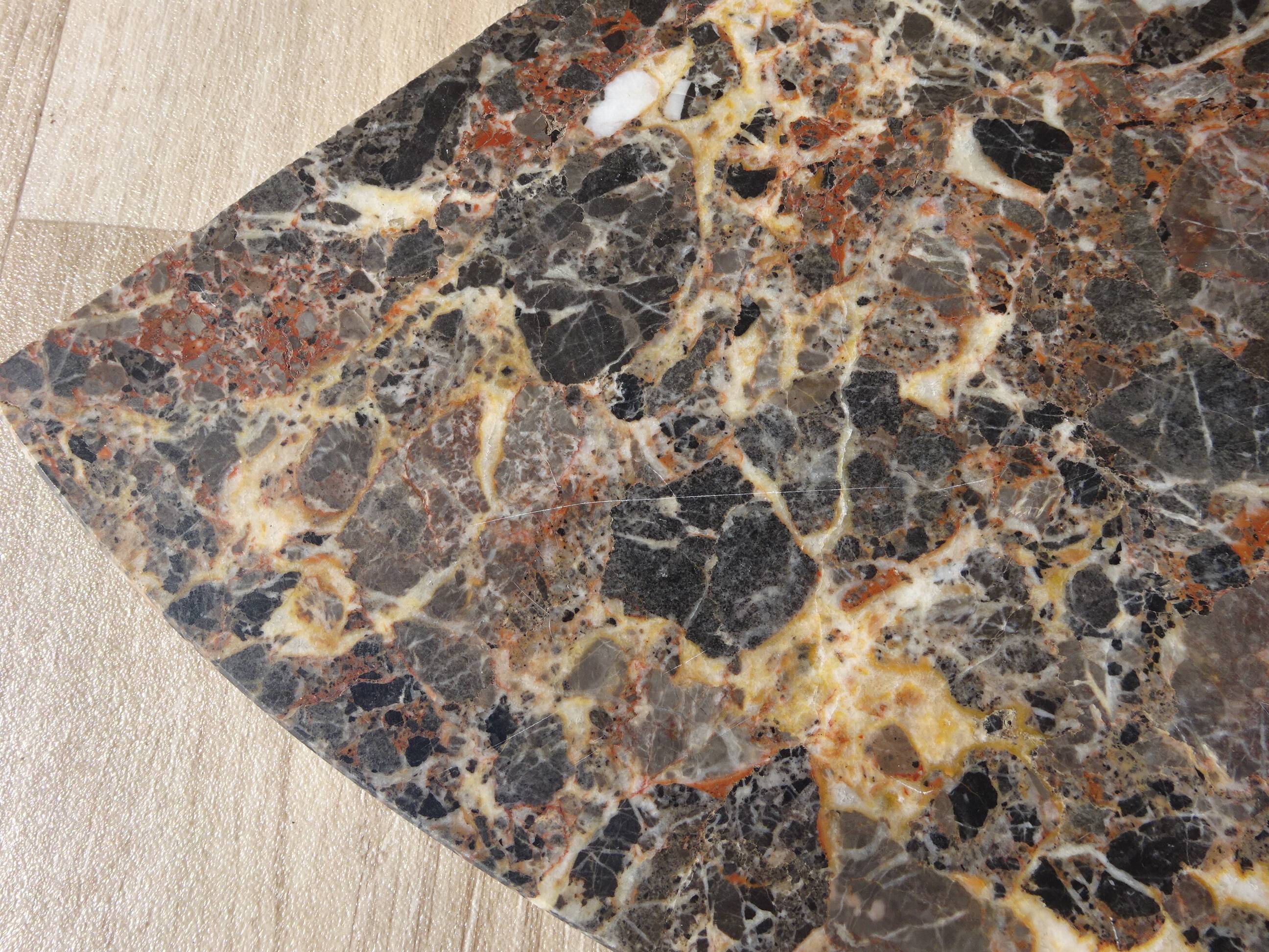 Wrought iron and marble corner shelf