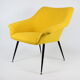 Mid-century armchair Shell, 1960s, NRD, yellow fabric, restored