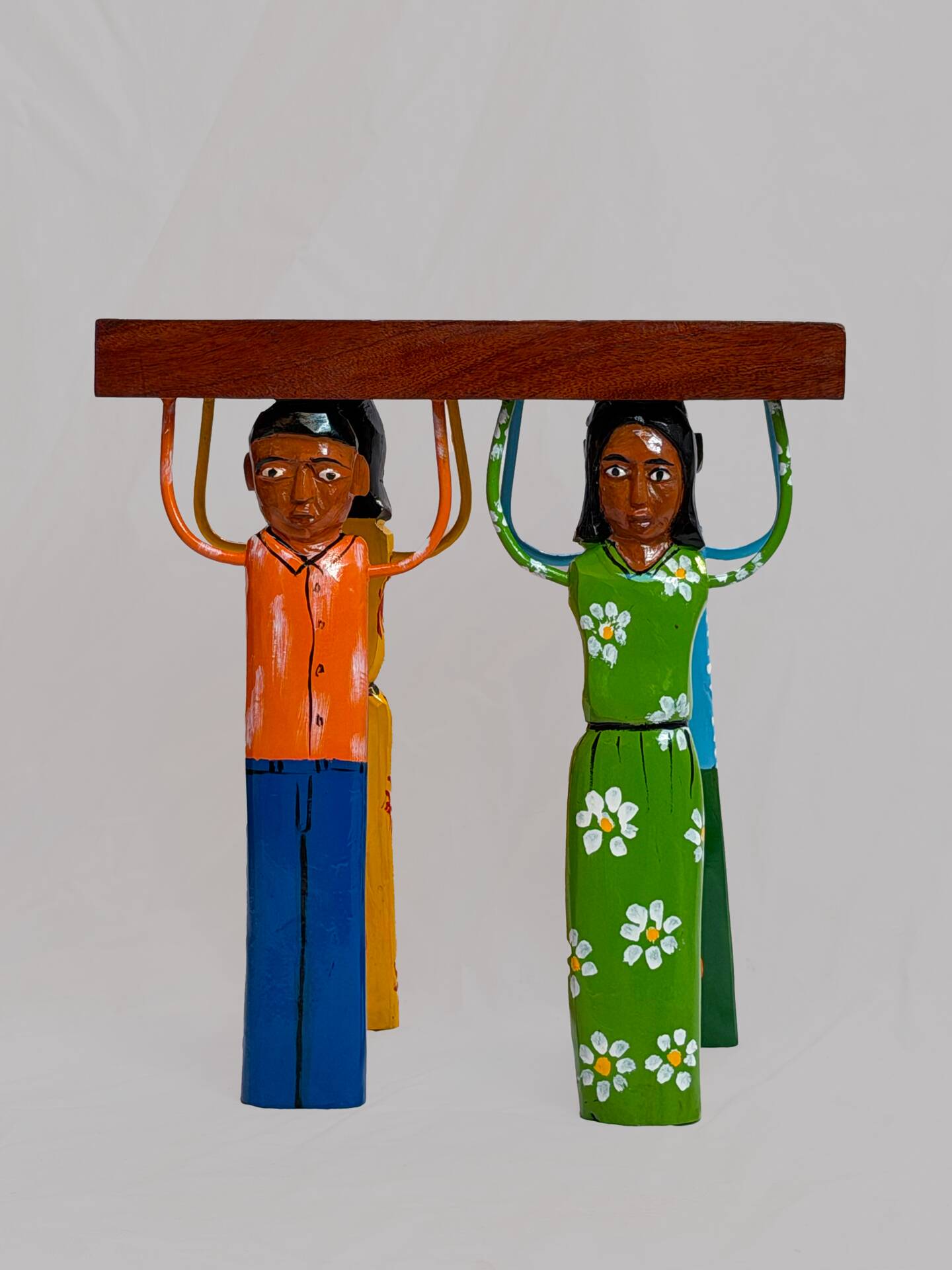 African stool carved and hand-painted – Unique piece from Burkina.