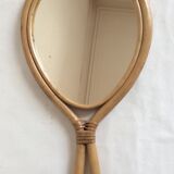 Mirror in rattan, face to hand  36x24cm