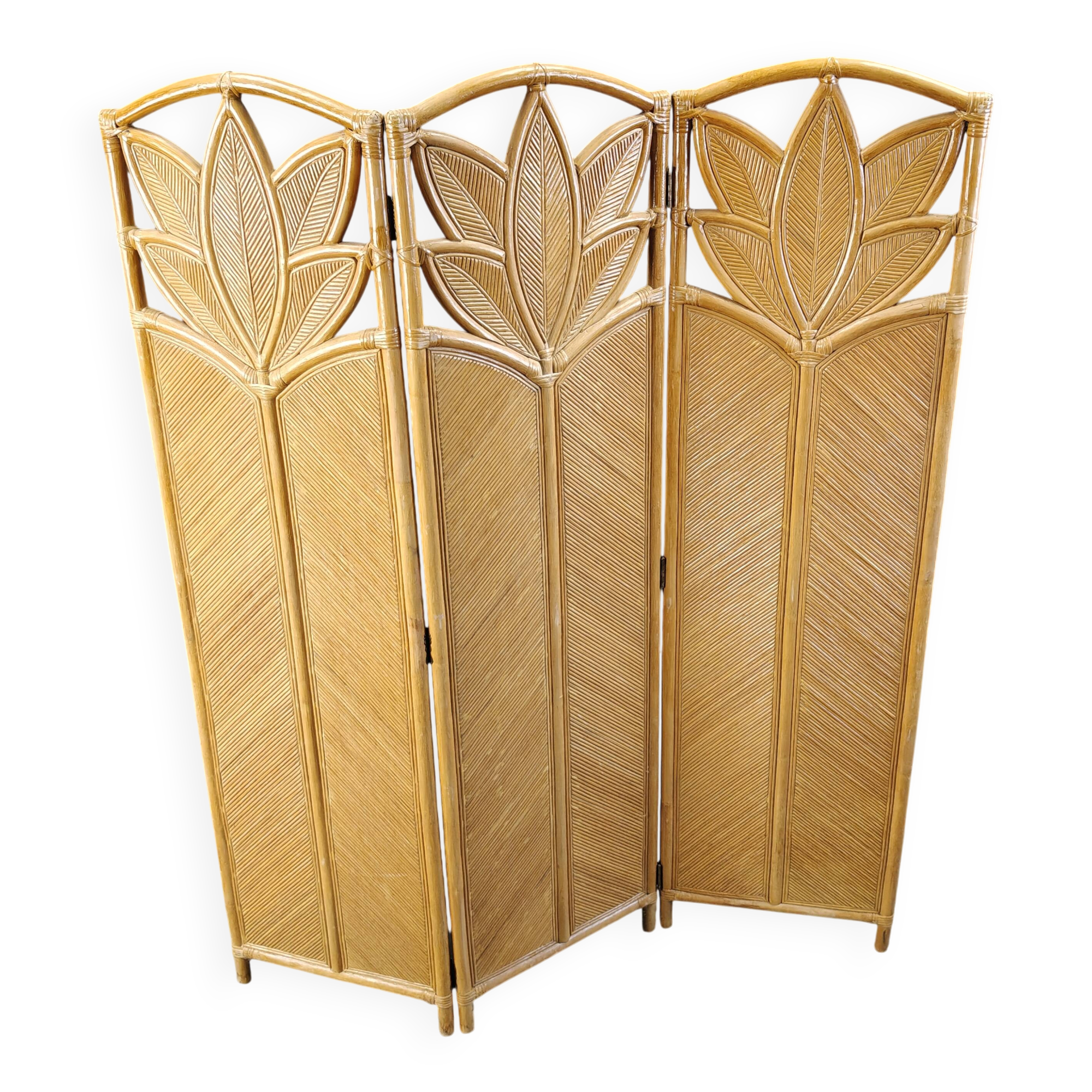 Vintage bamboo room divider or folding screen 1970s