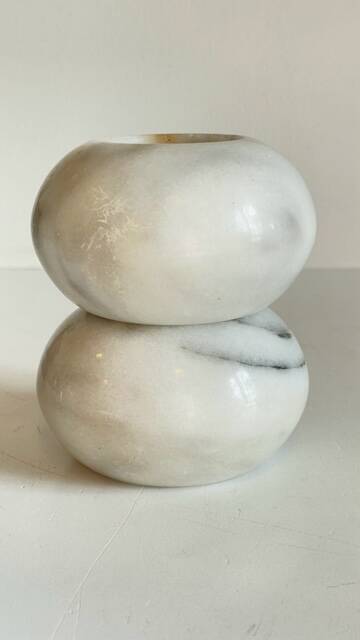 2 marble ball tealight holders from the 70s