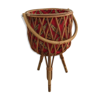 Rattan sewing cart