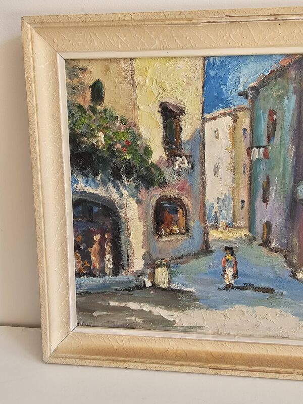 Tableau huile sur toile Paysage Provence Saint Paul de Vence signé