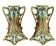 Art Nouveau, two barbotine vases from Onnaing around 1920.